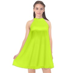 Arctic Lime Halter Neckline Chiffon Dress  by FabChoice