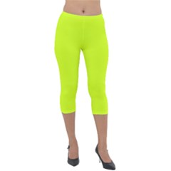 Arctic Lime Lightweight Velour Capri Leggings  by FabChoice