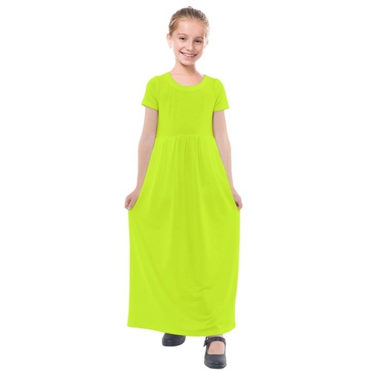 Arctic Lime Kids  Short Sleeve Maxi Dress