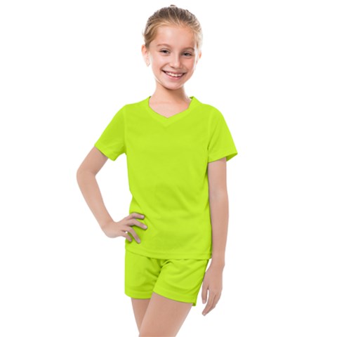 Arctic Lime Kids  Mesh Tee And Shorts Set by FabChoice