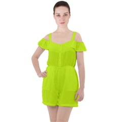 Arctic Lime Ruffle Cut Out Chiffon Playsuit by FabChoice