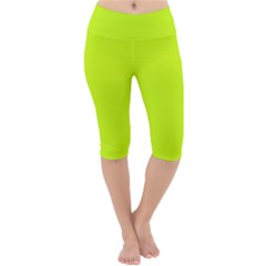 Arctic Lime Lightweight Velour Cropped Yoga Leggings by FabChoice