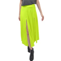 Arctic Lime Velour Split Maxi Skirt by FabChoice