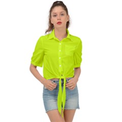 Arctic Lime Tie Front Shirt  by FabChoice