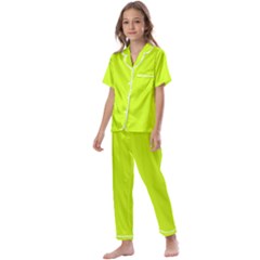 Arctic Lime Kids  Satin Short Sleeve Pajamas Set