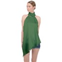 Basil Green Halter Asymmetric Satin Top View1