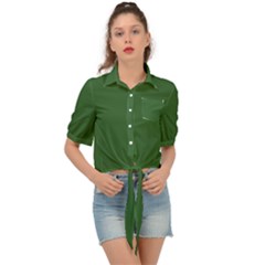 Basil Green Tie Front Shirt  by FabChoice