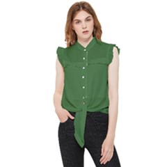 Basil Green Frill Detail Shirt by FabChoice