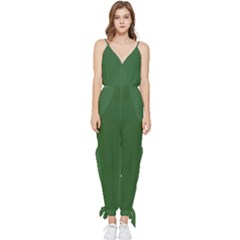 Basil Green Sleeveless Tie Ankle Jumpsuit by FabChoice