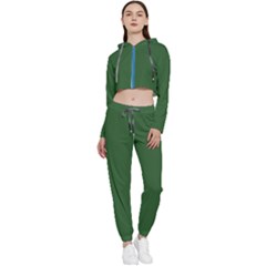 Basil Green Cropped Zip Up Lounge Set