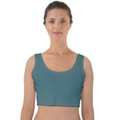 Beetle Green Velvet Crop Top by FabChoice