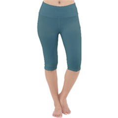 Beetle Green Lightweight Velour Cropped Yoga Leggings by FabChoice