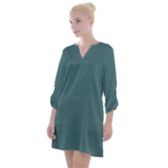 Beetle Green Open Neck Shift Dress