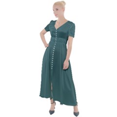 Beetle Green Button Up Short Sleeve Maxi Dress by FabChoice