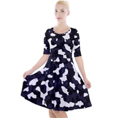 Camouflage Bleu Quarter Sleeve A-line Dress by kcreatif