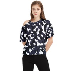 Camouflage Bleu One Shoulder Cut Out Tee