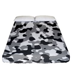 Camouflage Gris/blanc Fitted Sheet (queen Size) by kcreatif