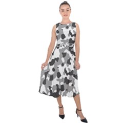 Camouflage Gris/blanc Midi Tie-back Chiffon Dress by kcreatif