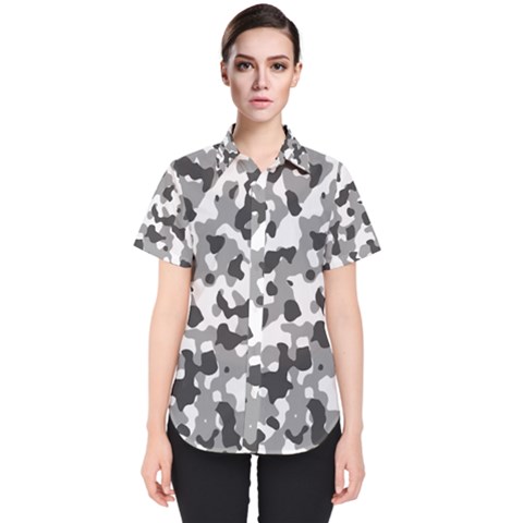 Camouflage Gris/blanc Women s Short Sleeve Shirt by kcreatif