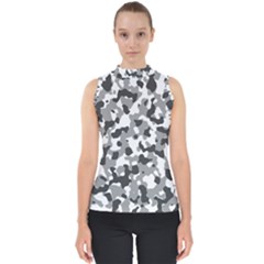 Camouflage Gris/blanc Mock Neck Shell Top by kcreatif