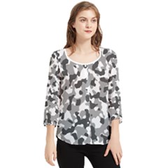 Camouflage Gris/blanc Chiffon Quarter Sleeve Blouse by kcreatif