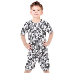 Camouflage Gris/blanc Kids  Tee And Shorts Set by kcreatif