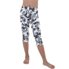 Camouflage Gris/blanc Kids  Lightweight Velour Capri Leggings  by kcreatif