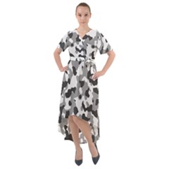 Camouflage Gris/blanc Front Wrap High Low Dress by kcreatif