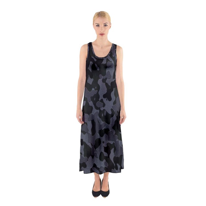 Camouflage Violet Sleeveless Maxi Dress