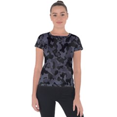 Camouflage Violet Short Sleeve Sports Top  by kcreatif