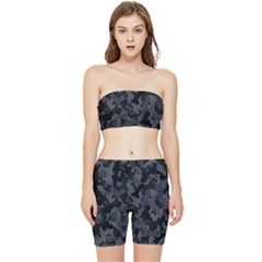 Camouflage Violet Stretch Shorts And Tube Top Set