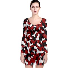 Camouflage Rouge Long Sleeve Bodycon Dress by kcreatif