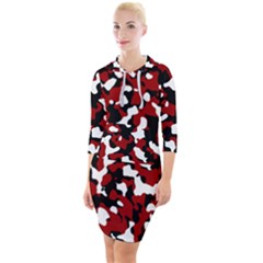 Camouflage Rouge Quarter Sleeve Hood Bodycon Dress by kcreatif