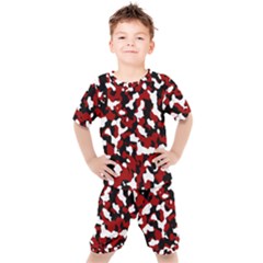 Camouflage Rouge Kids  Tee And Shorts Set by kcreatif