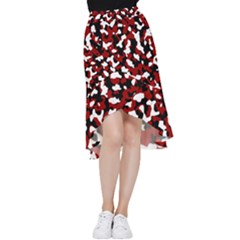 Camouflage Rouge Frill Hi Low Chiffon Skirt by kcreatif