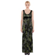 Camouflage Vert Thigh Split Maxi Dress by kcreatif