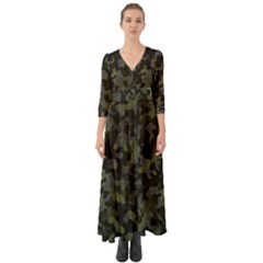 Camouflage Vert Button Up Boho Maxi Dress by kcreatif