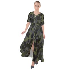 Camouflage Vert Waist Tie Boho Maxi Dress by kcreatif