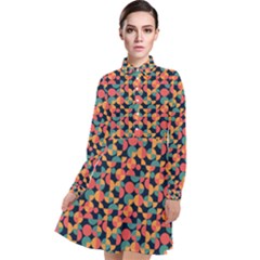 Beautiful Shapes Pattern Long Sleeve Chiffon Shirt Dress by designsbymallika