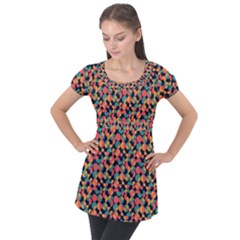 Beautiful Shapes Pattern Puff Sleeve Tunic Top by designsbymallika