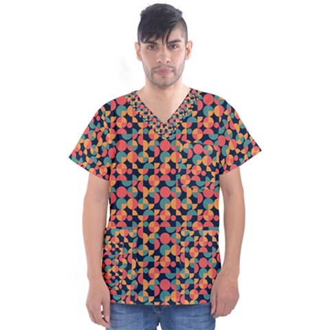 Beautiful Shapes Pattern Men s V-neck Scrub Top by designsbymallika