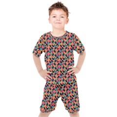 Beautiful Shapes Pattern Kids  Tee And Shorts Set by designsbymallika