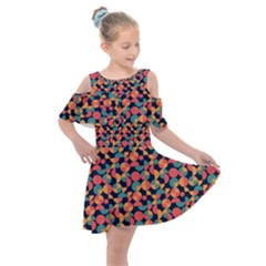 Beautiful Shapes Pattern Kids  Shoulder Cutout Chiffon Dress by designsbymallika