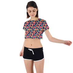 Beautiful Shapes Pattern Tie Back Short Sleeve Crop Tee by designsbymallika