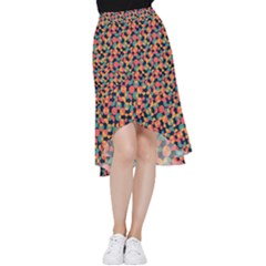 Beautiful Shapes Pattern Frill Hi Low Chiffon Skirt