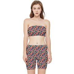 Beautiful Shapes Pattern Stretch Shorts And Tube Top Set