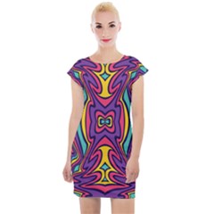 Abstract Pattern Cap Sleeve Bodycon Dress by designsbymallika