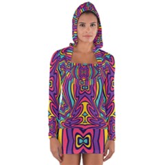 Abstract Pattern Long Sleeve Hooded T-shirt by designsbymallika