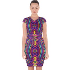 Abstract Pattern Capsleeve Drawstring Dress  by designsbymallika