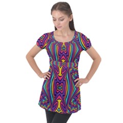 Abstract Pattern Puff Sleeve Tunic Top by designsbymallika